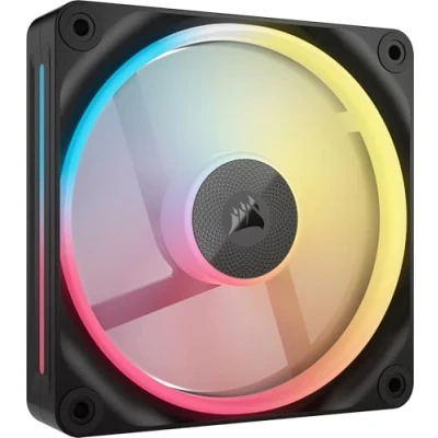 Imagen de CORSAIR iCUE Link LX120 R RGB 120mm Ventilador Inverso PWM Único Bajo Nivel de Ruido, Cojinete Cúpula Magnética, Lazos Luz Duales, Tornillos QuikTurn™, Cero RPM Negro