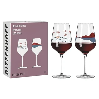 Imagen de Ritzenhoff 6161001 Copa de vino tinto 500 ml Serie Heart crystal Set 2 con motivo en oro rosa Made in Germany