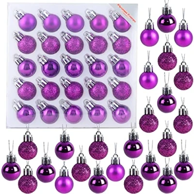 Imagen de Christmas Concepts Pack de 25 25mm (1&quot;) Brillante, Mate y Brillo Mini árbol Navidad Las chucherías (púrpura)