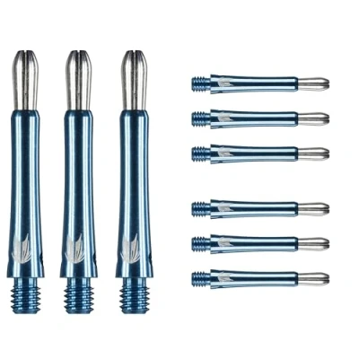 Imagen de Target Darts Grip Style Aluminium Shaft Pack of 9 Azul, Corta (34.8mm) Accesorios Dardos Profesionales, Multipack de Flechas 2BA con Anillas, Flechas, Cañas