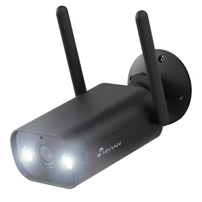 Imagen de NIVIAN Cámara Bullet WiFi 2,4Ghz Resolución 2K Apta para Exterior IP66 Función detección Humanos Visión Nocturna 10m Compatible con Alexa y Google HomeControl Remoto App Tuya Color Negro