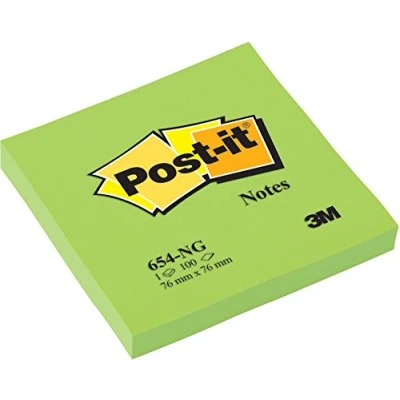 Imagen de Post it 654 Pack de 6 blocs notas adhesivas, color verde neón
