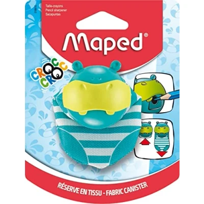Imagen de Maped Material Escolar Sacapuntas Croc Hipo con Depósito Extensible 1 Orificio para Afilar Fácil Apertura de Diseño Lúdico Forma Hipopótamo