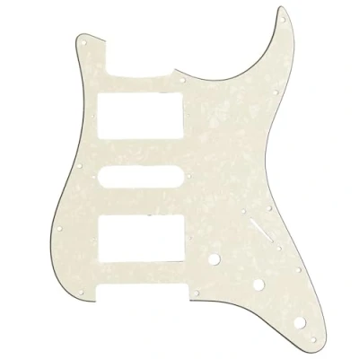 Imagen de Musiclily Pro 11 Agujeros HSH Strat Pickguard Golpeador para Guitarra Fender American/México Standard Stratocaster Estilo Moderno, 4 capas Parchment Pearl