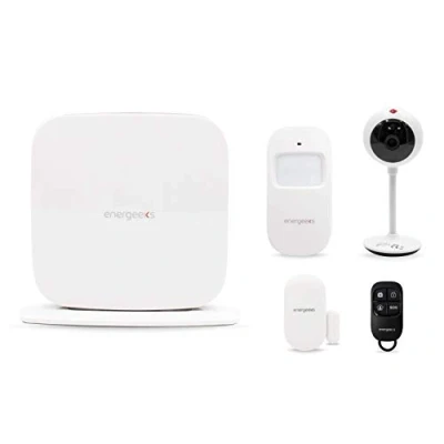Imagen de Energeeks Sistema de Alarma Wifi Protección Hogar Incluye Cámara IP 1080p, Sirena, y Sensores Movimiento/Apertura Hasta 60 Adicionales App Móvil Conectividad con Alexa Google