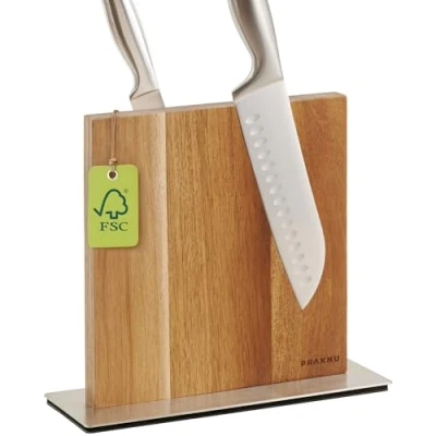 Imagen de Bloque Cuchillos Magnético Soporte Doble Lado Iman Extra Fuerte Porta de Madera Acacia FSC® Antideslizante y Ahorra Espacio