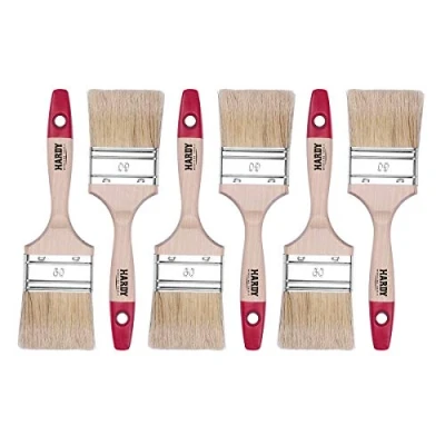 Imagen de Hardy Pincel Plano Serie 42 para Pintar con Pinturas Acrílicas y Barnices Cobertura Eficiente Uniforme Cerdas Sintéticas Mango de Madera Set 6 Uds Ancho 25mm