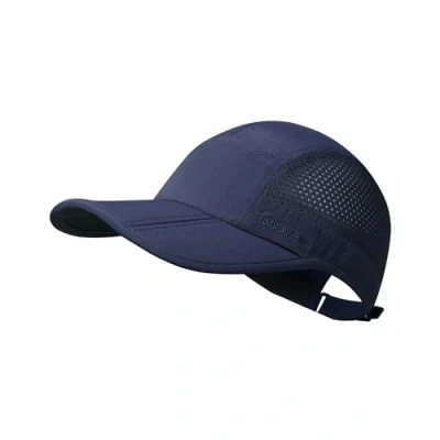 Imagen de Folding Running Man Hat,Visors Sport Cap Summer Mesh Women Baseball Hiking Breathable Waterproof Trucker Hat Quick Drying with 3.54in Brim 19 24in Adjustable Unisex 63g Navy TG33