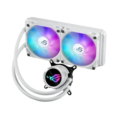 Imagen de ROG Strix LC III 240 ARGB White Edition Refrigerador líquido AiO con Bloque de Agua Giratorio 360, Bomba Gen7 v2 Asetek, Ventiladores y Efectos iluminación Aura Personalizados