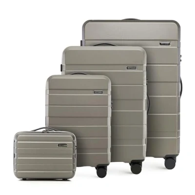 Imagen de WITTCHEN Comodo Line Juego de 4 Maletas Bolsa Viaje Equipaje Dura ABS Cerradura TSA Tamaño (S+M+L+Neceser) Dorado