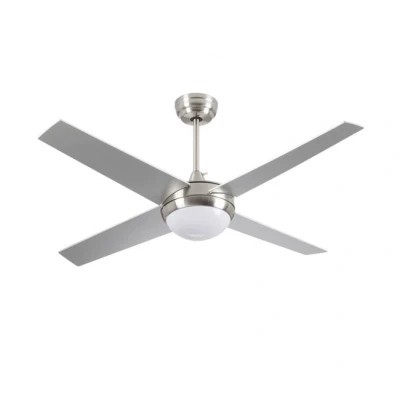 Imagen de Ventilador de Techo con Luz LED Silencioso 4 Aspas 56W Potencia Modelo Montana Plateado Dayron Mando a Distancia y 6 Velocidades Controlables