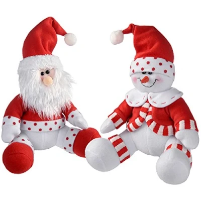 Imagen de WeRChristmas Sentado Santa y muñeco de Nieve Navidad decoración, 28 cm, Color Rojo/Blanco, Juego 2