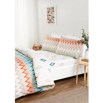 Imagen de Rapport Home Bali Juego de Ropa Cama matrimonial Microfibra, Funda nórdica Reversible con sábana Bajera y Fundas Almohada a