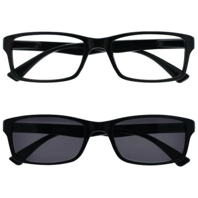 Imagen de The Reading Glasses Company La Compañía Gafas De Lectura Negro Lectores Valor Pack 2 Estilo Diseñador Hombres Mujeres RR92 1 +2,00