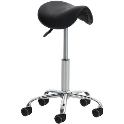 Imagen de Taburete con Ruedas Reno En Simil Cuero I De Trabajo Giratorio Silla Escritorio Regulable Altura Color:, Color:Negro