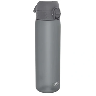 Imagen de Ion8 Botella Agua, 500ml, a Prueba de Fugas, Fácil Abrir, Cerradura Segura, Apta para Lavavajillas, Sin BPA, Asa Transporte, Limpiar, Neutro en Carbono, Gris