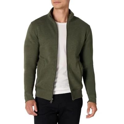 Imagen de Amazon Essentials Sudadera de Forro Polar con Cuello Perkins y Cremallera Completa Hombre, Verde Oliva Mezcla, XS