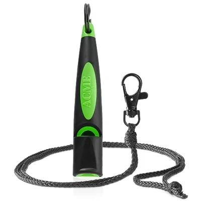 Imagen de ACME silbato para perros n.º 211,5 (actualización de 2023) con banda en negro mate Alpha Ideal la devolución llamada Gran alcance Frecuencia estandarizada (Black/DG Green)