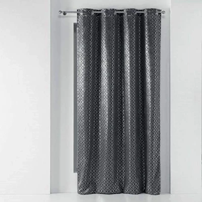 Imagen de Douceur d&#039;Intérieur Cortina con Ojales 135 x 240 cm Opaco imp. Metallise Genesis Antracita/Plata