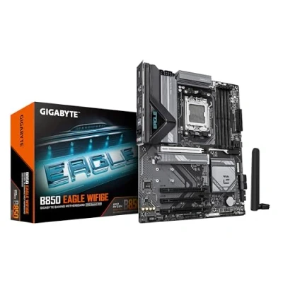 Imagen de GIGABYTE B850 Eagle WIFI6E Placa Base Procesadores AMD Ryzen Serie 9000, VRM Digital de 8+2+2 Fases, hasta 8200MHz DDR5 (OC), 1xPCIe 5.0 + 2xPCIe 4.0 M.2, LAN GbE, WiFi 6E, USB 3.2 Gen 2