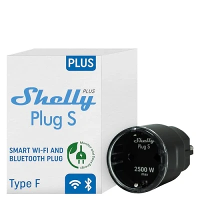 Imagen de Shelly Plus Plug S Negro Próxima Generación Enchufe Inalámbrico Con Medición De Consumo Automatización Hogar iOS Android App No Hub Requerido Indicación LED Multicolor Escenas Smart