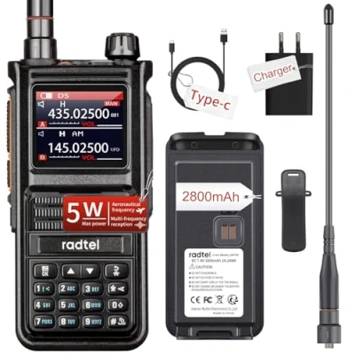 Imagen de Radtel RT 470X 5W Radioaficionado de Doble Banda 144 146Mhz/430 440MHz Walkie Talkie con Aviación Empfang y Color LCD FM Radio Scanner