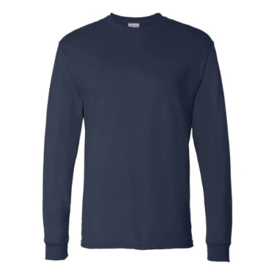Imagen de Hanes Essentials Camiseta de Manga Larga, Cuello Redondo, algodón, para Hombre, Paquete 2 Camisa, Azul Marino, XL (Pack 2)