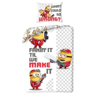 Imagen de Halantex Juego de cama Minions We Make It Gru, mi villano favorito 4 funda nórdica 140 x 200 cm con almohada 70 90 100% poliéster multicolor