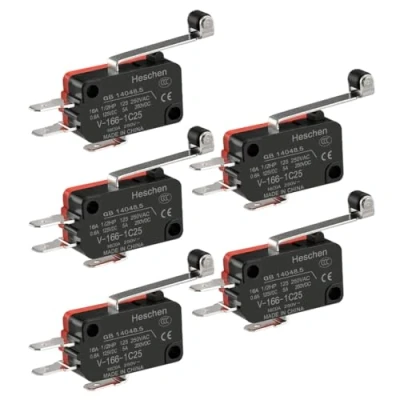 Imagen de Heschen Micro interruptor, V 166 1C25, SPDT, palanca de rodillo largo, 16A 250VAC, 5PCS