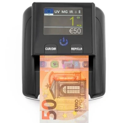 Imagen de Detector de billetes falsos y contador 2 en 1 Inserción uno a UV/MG/IR para Lector mano compacto liviano