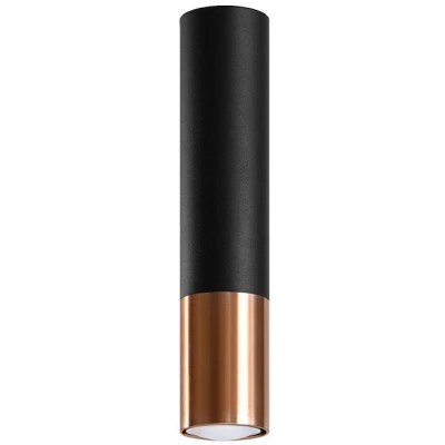 Imagen de SOLLUX lighting Loopez 1 Faretto Lampada A Sospensione Soffitto, Paralume Cilindrico + Combinazione Di 2 Metalli, Lampadina GU10 Sostituibile, 1x40