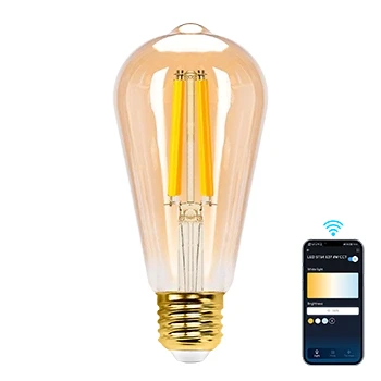 Imagen de Aigostar Bombilla Inteligente E27 Edison Alexa 6W ST64 (ámbar, 6W,CCT,1 Pack A)