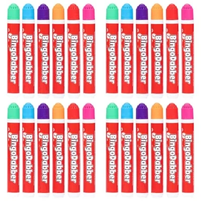 Imagen de evelay Bingo Dabbers marcadores de colores mixtos para juegos boletos bingo, paquete 24 (24 unidades)