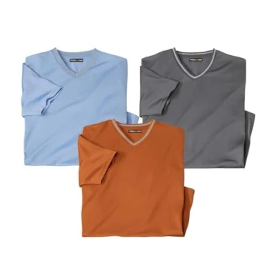 Imagen de ATLAS FOR MEN Pack de 3 Camisetas Hombre Cuello Pico Mangas Cortas Disponible en Tallas Grandes