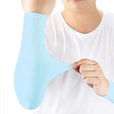 Imagen de Mangas de brazo Compresión Protección UV 1 par 7 pares,Puños extensible Mujeres Hombres Juventud Para Tatuaje Cubierta Golf Baloncesto Al Aire Libre Ciclismo Jardinería Conducido (Azul)