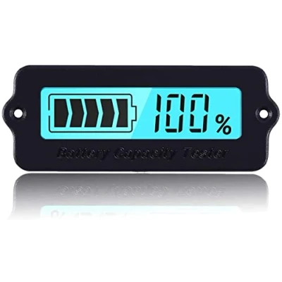 Imagen de indicador de capacidad la batería 12 V 60 V, voltaje, plomo, ácido, iones litio, voltímetro, estado carga, monitor