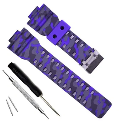 Imagen de Correa de repuesto resina natural para reloj Casio G Shock GD120/GA 100/GA 110/GA 100C (Camouflage Blue)
