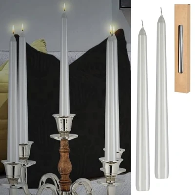 Imagen de Juego de 2 velas plateadas, x 25 cm, parafina, cera auténtica, decorativas brillantes (1 plateadas)