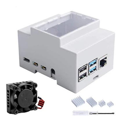 Imagen de GeeekPi Caja para Raspberry Pi 4 en riel DIN Modular Paneles eléctricos,Raspberry con Ventilador,Raspberry Disipador Modelo B