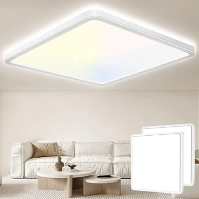 Imagen de Seruno X Pack 2x Plafon Led Techo 24W 3200LM, IP54 Lampara 6000K/4000K/3000K Delgada Plafón Luz Cuadrado Lámpara Panel para Baño Dormitorio Cocina Salon Comedor Pasillo Ø300*25mm