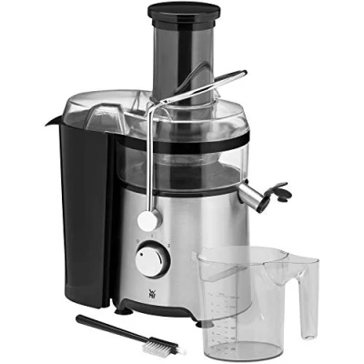 Imagen de WMF Kult X Exprimidor eléctrico para frutas y verduras de acero inoxidable, 500 W, máquina zumo grandes trozos fruta, jarra 1,2 l, filtro espuma, 2 niveles velocidad,