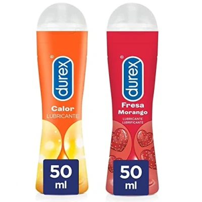 Imagen de Durex Pack Lubricante Efecto Calor + Sabor Fresa, Ahorro 2x50 ml