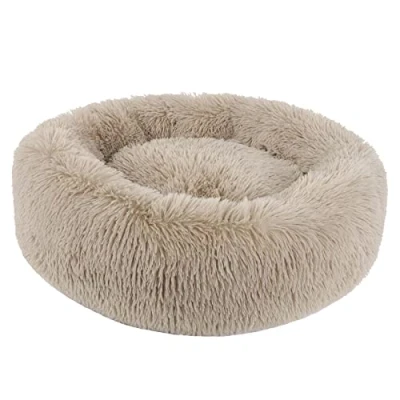 Imagen de BVAGSS Cama de Felpa Deluxe Plush Redonda Pelo Nido Donut para Mascotas Gatos y Perros XH034 (Diameter:60cm, Light Brown)