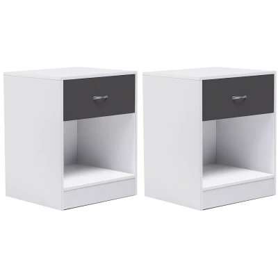 Imagen de IDMarket Juego de 2 mesillas noche madera, con cajón, color gris