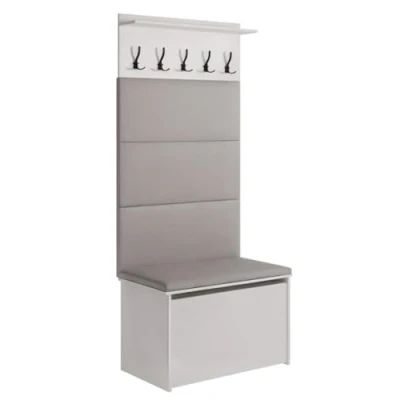 Imagen de KOBI Conjunto recibidor Andy Percha + Caja Paneles tapizados Armario para el (Gris)