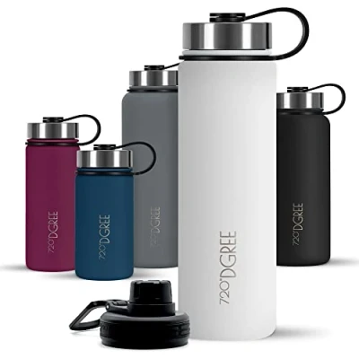 Imagen de 720DGREE Botella Agua Termo Acero Inoxidable “noLimit“ 710ml Sin BPA Free, Antigoteo y Prueba de Fugas Frasco térmico, Cantimplora Aislada Bebida Caliente Frío con Gas +Cubierta Deporte Gratis