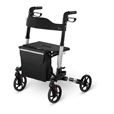 Imagen de Uniprodo Andador Para Adultos Caminador UNI_ROLL_01 DF (Capacidad De Carga Máxima 136 kg, Ruedas TPR, Altura Ajustable Entre 81,5 y 94 cm, Negro)