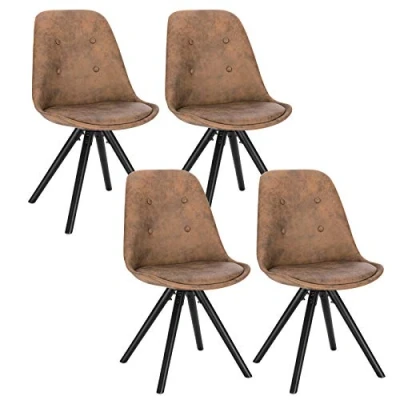 Imagen de WOLTU 4X Sillas de Comedor Nórdica Asiento Tela Estilo Vintage Pata Madera Maciza con Respaldo Diseño Moderno Antracita BH268an 4