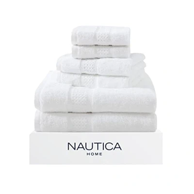 Imagen de Nautica Juego de 6 Toallas baño, absorbentes y Resistentes a la decoloración, decoración baño Moda (Blanco océano, Piezas)