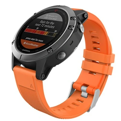 Imagen de MoKo Correa Compatible con Garmin Fenix 7/6/6 Pro/5/5 Plus/Epix Gen 2/Forerunner 955/945/935/Instinct/Instinct 2, Quick Fit 22mm Banda Pulsera de Silicona Repuesto, Naranja
